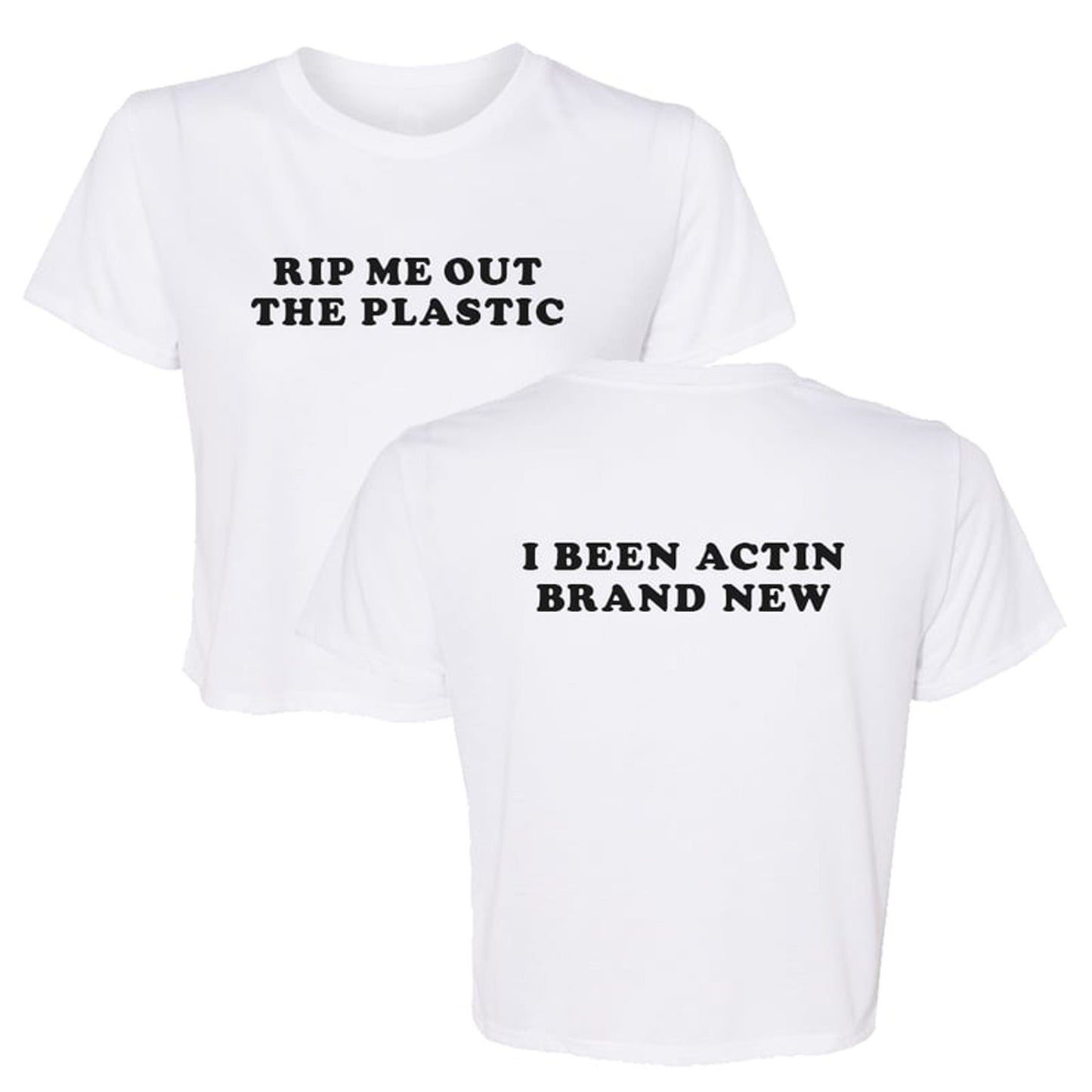 Rip Me Out the Plastic Crop Tee | White